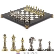 УК / Шахматы из камня  с метал. фигурами «Стаунтон» 28 х 28 см. мрамор  (в кейсе) 