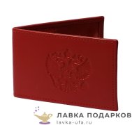 МК / Обложка для удостоверения Макей, натуральная кожа, тиснение «Герб РФ», красная (003-07-00.1) 
