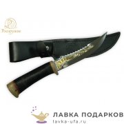 Златоуст / Нож рыбацкий «Рыбацкий 1», сталь ЭИ-107, рукоять кожа + аллюминий, позолота 