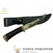 Златоуст / Нож рыбацкий «Рыбацкий 1», сталь ЭИ-107, рукоять кожа + аллюминий, позолота 