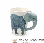 Кружка дизайнерская 350 мл. «Слон» 14 х 10 х 09 см. белый 4694 
