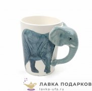Кружка дизайнерская 350 мл. «Слон» 14 х 10 х 09 см. белый 4694 