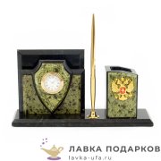 УК / Письменный набор из камня «Щит» 25 х 13 х 08 см. змеевик светлый 114.024 