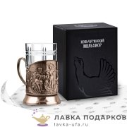 КММ / Подстаканник Кольчугино «Русские пляски» со стаканом (хрусталь), медь, Металлург 