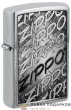 Zippo / Зажигалка 48784 «Лого Лого Лого» 56 х 36 х 12 мм. хром матовый 