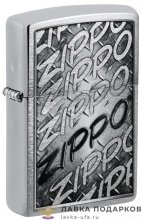 Zippo / Зажигалка 48784 «Лого Лого Лого» 56 х 36 х 12 мм. хром матовый 