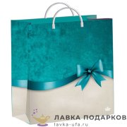 УП / Пакет пластиковый «Бантик бирюзовый» 26х24см петлевая ручка 140мкм ТИКО 