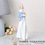 HW-Ф / Статуэтка «Дама с цветами» коллекционная фарфор пастель 30см HW-5 