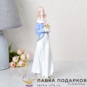 HW-Ф / Статуэтка «Дама с цветами» коллекционная фарфор пастель 30см HW-5 