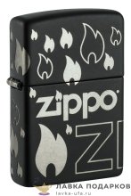 Zippo / Зажигалка 48908 «Пламя ZIPPO» 56 х 36 х 12 мм.черный матовый 
