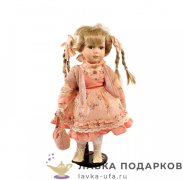 Кукла коллекционная «Девочка в шляпке» 33 см. платье розовое 1212-8 