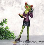 YX-П / Фигурка «Лягушка Бизнес-Леди» сочно-зеленая оранжевые глаза 18см полистоун YX09020 