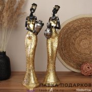 FM-П / Статуэтка «Африканка с кувшином» большая 36см полистоун золото-коричневая ассорти FM-7344-K1 