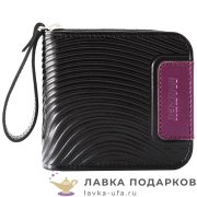 Макей / Кошелек из натур. кожи на молнии «Волны»11 х 10 см. цв. черный + фуксия 148_08_54 
