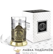 КМЛ / Подстаканник Кольчугино «Долг, Честь, Отечество» со стаканом (хрусталь), Меценат 