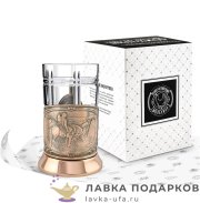 КММ / Подстаканник Кольчугино «Витязь на распутье» со стаканом (хрусталь), медь, Новая 